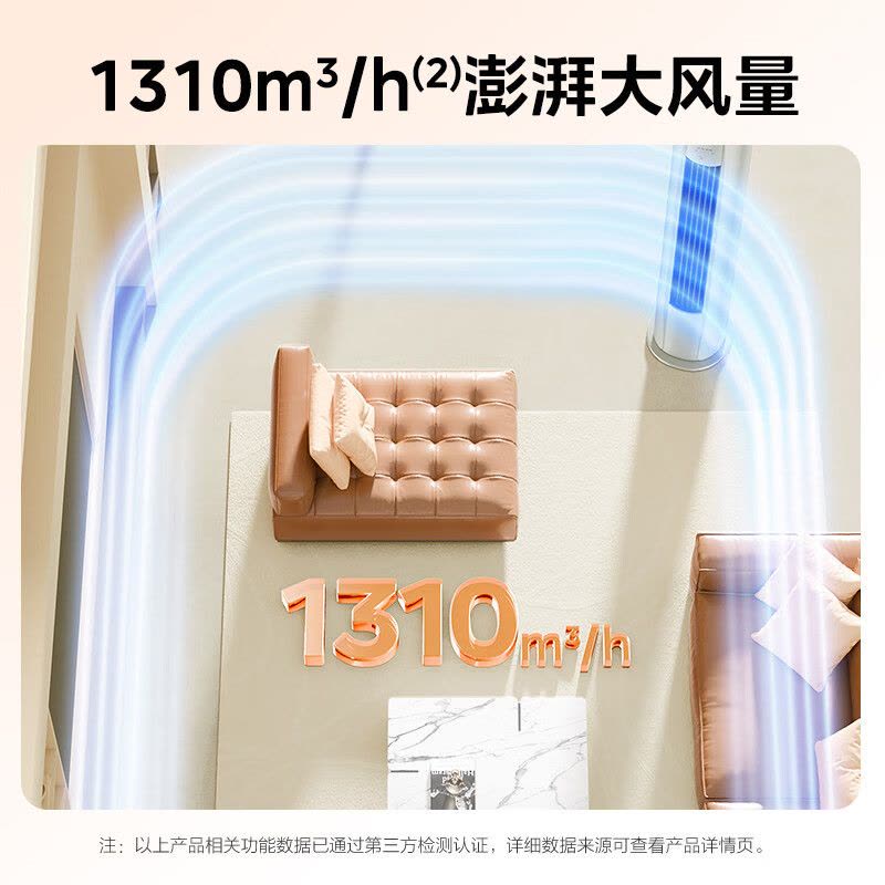 美的空调3匹智行二代 新一级能效柜机变频冷暖大风口家用客厅立式圆柜 KFR-72LW/N8YH2-1图片
