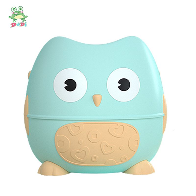 DuDi/青蛙嘟迪 母婴儿童马桶坐便器婴幼儿座便盆男女宝宝厕所尿桶加大号小孩便携尿盆 卡通猫头鹰座便器(PU软垫)薄荷绿