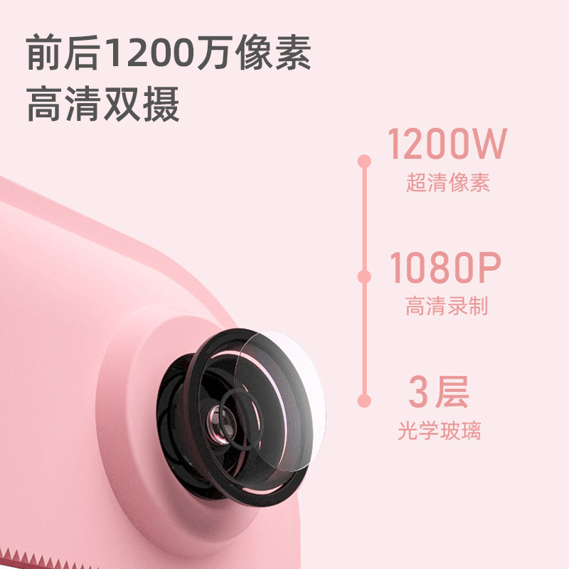 儿童相机拍立得可拍照可打印数码照相机 跨境新款卡通DIY创意玩具 蓝色+32g卡[联系客服改价]高清大图