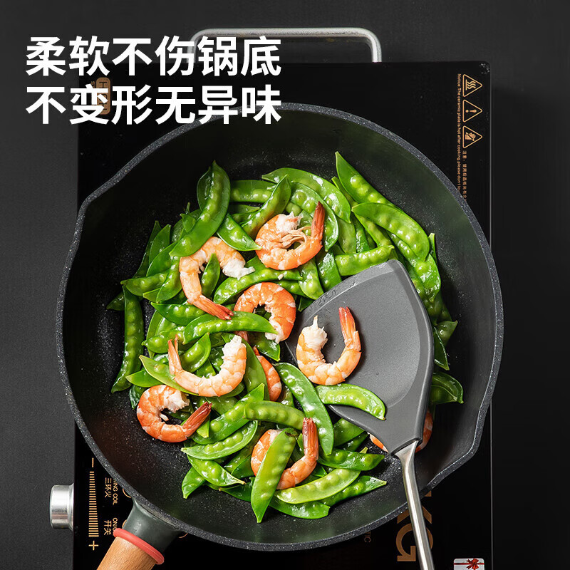 美厨锅铲304不锈钢炒铲不粘锅炒加厚花梨木MCCU3516高清大图