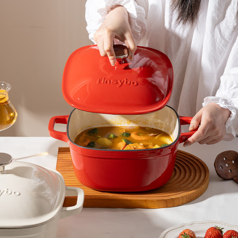 finsybo暮光森林方形珐琅锅 F-FL24A 红色 4.5L高清大图