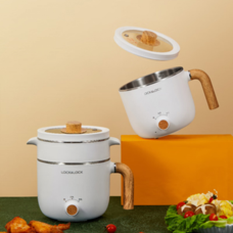 乐扣乐扣 电煮锅小电锅宿舍学生锅电热火锅蒸煮一体小型迷你锅 1.5L EJP3125WHT 不带蒸格 单层高清大图