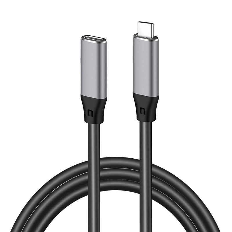 type-c延长线公转母typec数据线公对母口usb3.1|[PVC-弯头款-灰色]type-c公对母延长线 2m
