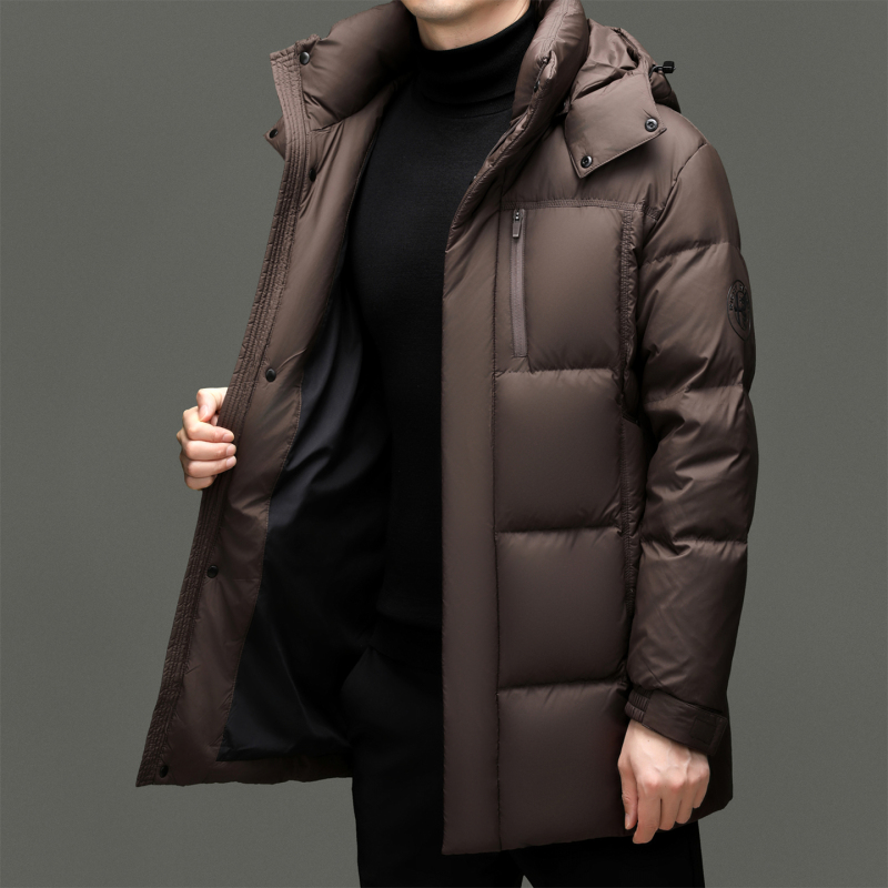 [可拆卸内胆 羽绒新款]秋冬装白鸭绒羽绒服男士极寒保暖爸爸装商务休闲外套夹克男翻领大码新款活里活面羽绒内胆外套男