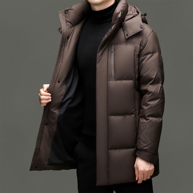 [可拆卸内胆 羽绒新款]秋冬装白鸭绒羽绒服男士极寒保暖爸爸装商务休闲外套夹克男翻领大码新款活里活面羽绒内胆外套男图片