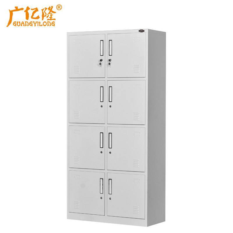 广亿隆钢制碗柜储物柜铁皮更衣柜带锁存放柜八门