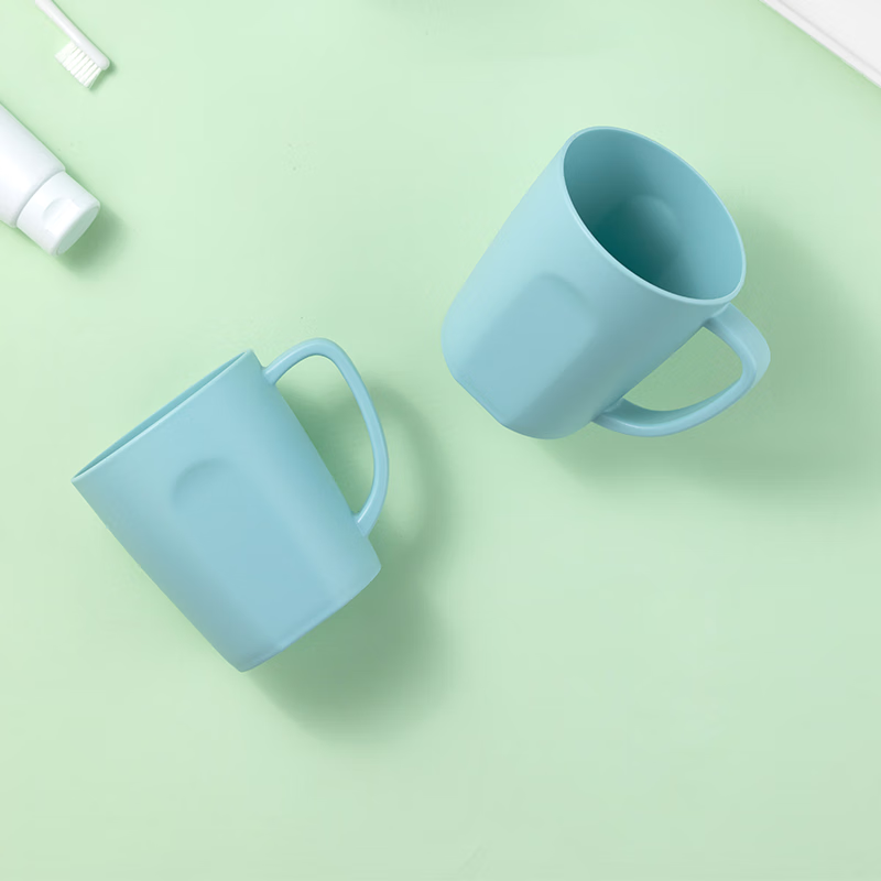 茶花(CHAHUA)刷牙漱口杯食品级洗漱牙刷杯子简约时尚便携家用情侣款刷牙杯蓝色450ml-1个 260004高清大图