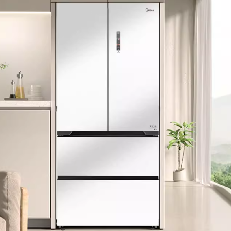 美的bcd518wfgpzme冰釉白法式四门冰箱