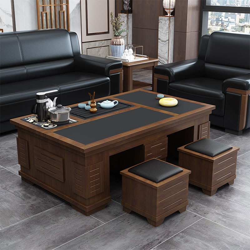 苏宁 金菲罗格 办公家具 简约火烧石泡茶台带烧水功夫茶几 130*80长茶几高清大图