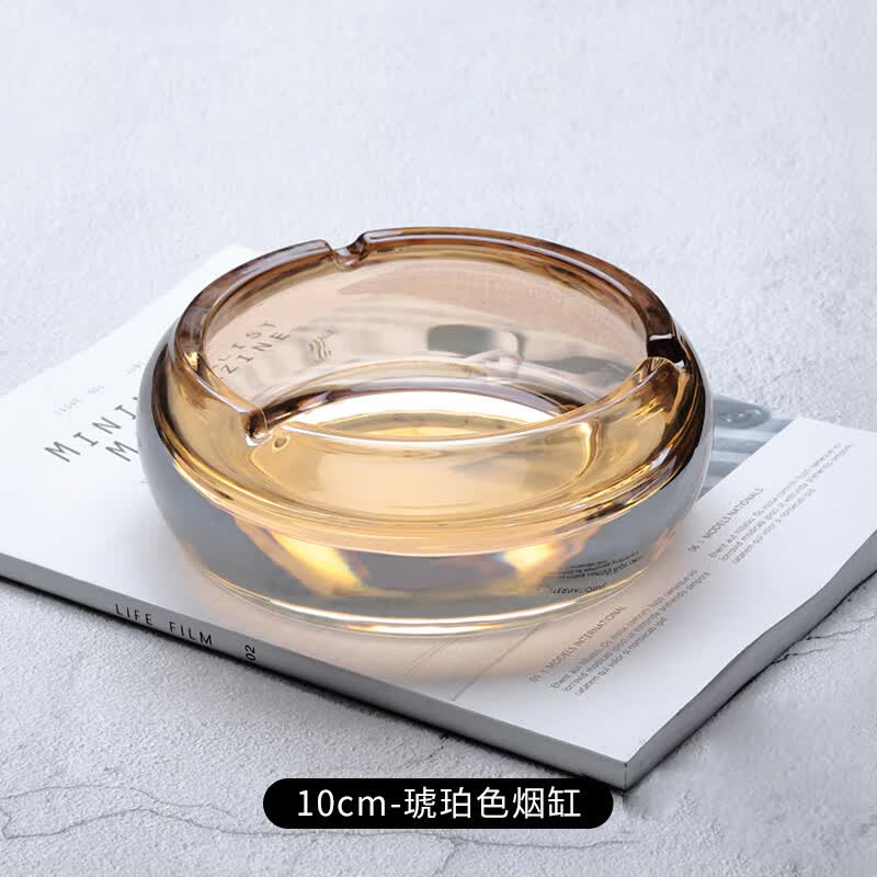 创美嘉圆形10cm*4.2cm PVC手办玻璃烟灰缸高清大图