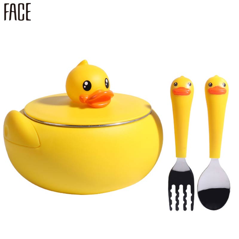 Face儿童注水碗 BD-W1 550ml 3.5寸-5.5寸 可多次使用 316不锈钢汤饭面沙拉碗 儿童带盖注水保温碗高清大图