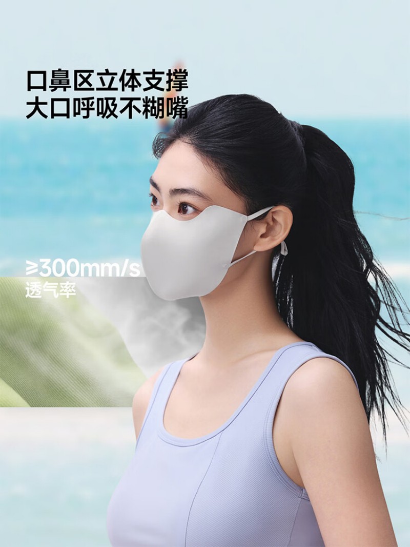 蕉下(BENEUNDER)防晒口罩女防晒面罩护眼角防紫外线高颜值夏季冰丝骑行透气脸基尼口罩AL218 奶茶灰高清大图