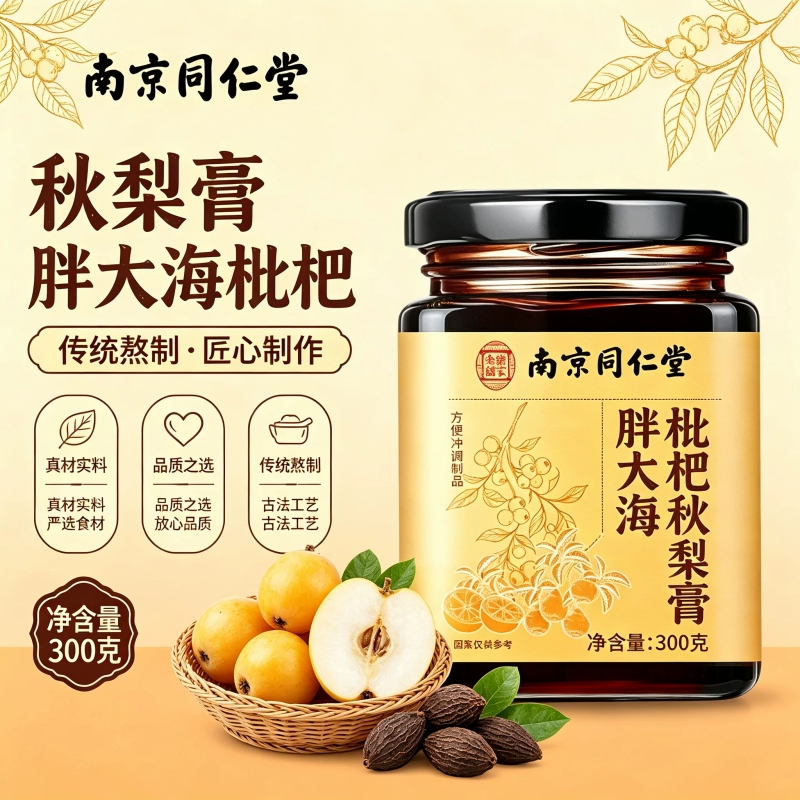 拍1发2 同仁堂 胖大海枇杷秋梨膏泡水手工熬制甘草罗汉果百合菊花茶养生茶饮官方正品旗舰店