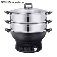 荣事达多功能电热锅电蒸锅家用电炒锅电火锅炒菜多功能优质一锅多用锅RDT5-32双笼款