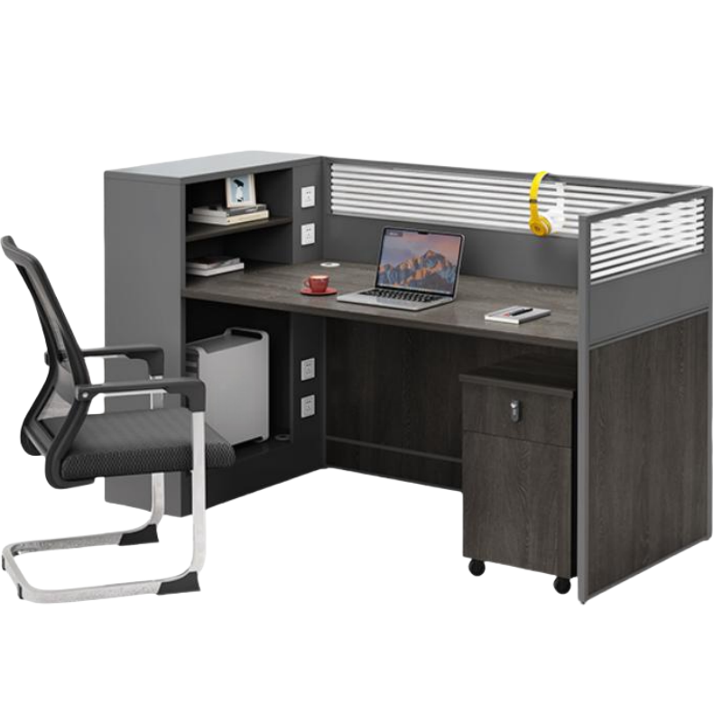 怡卓欧电脑桌单人位含柜椅组高清大图