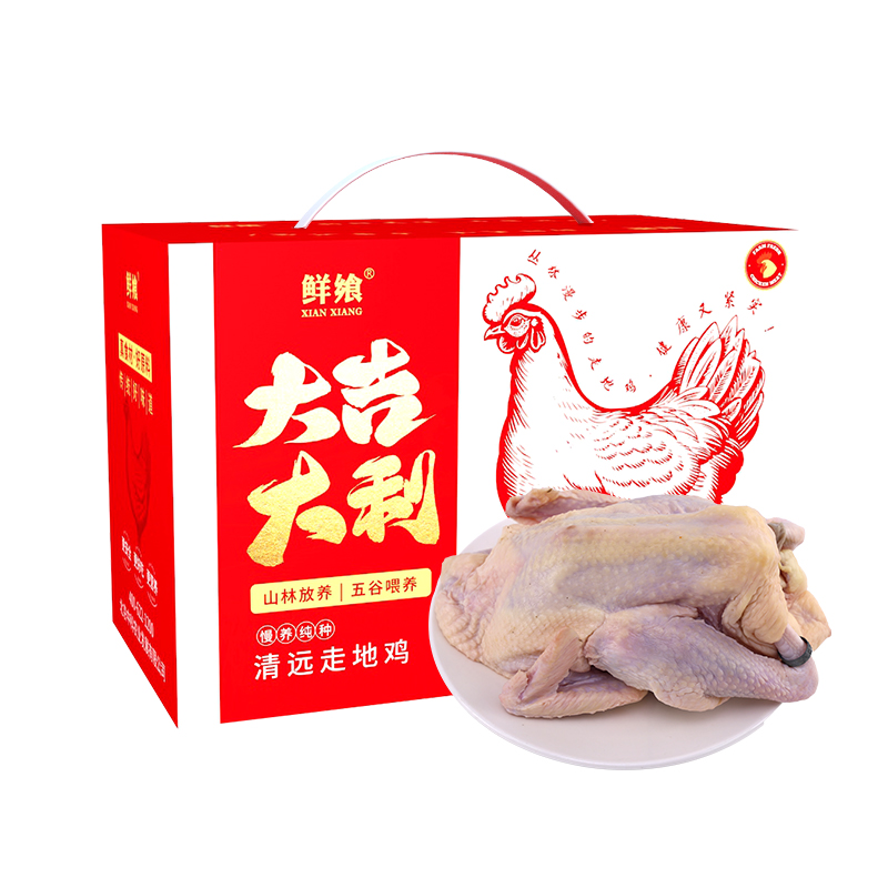 鲜飨 竹林漫步清远走地鸡礼盒 1kg