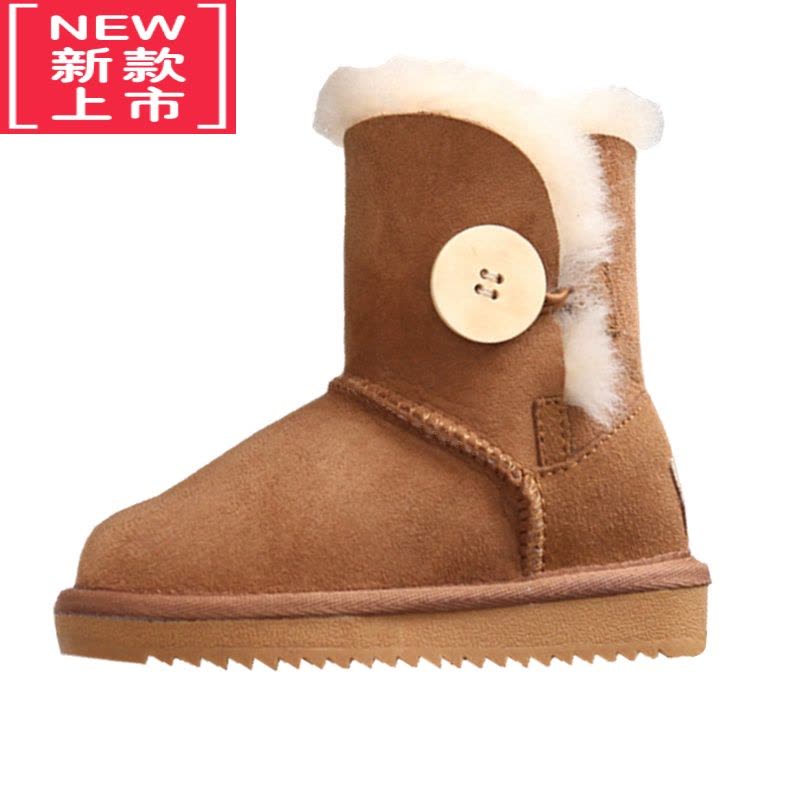 可莉允羊一体儿童雪地靴女童靴子1-3男宝宝棉鞋中大童冬婴儿学步鞋图片