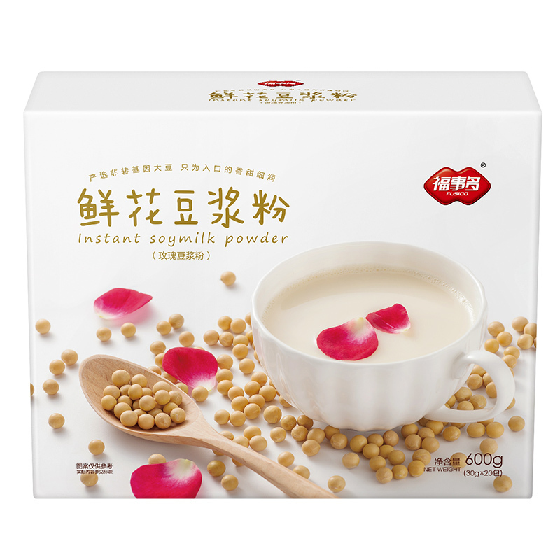 福事多鲜花豆浆粉600g 豆浆粉速溶冲饮 豆奶营养早餐食品 营养代餐