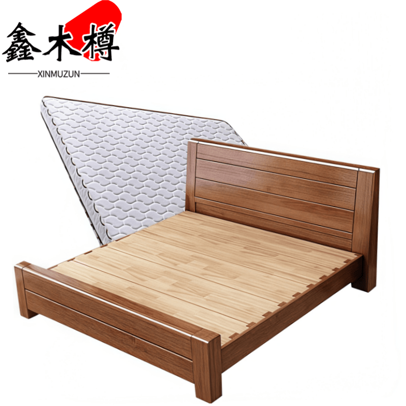 鑫木樽单人床+床垫1.5米套高清大图