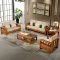 多乾家具(DUO QIAN FURNITURE)实木沙发组合 2+3 转角带中柜布艺沙发现代新中式沙发2+3+茶几+方几