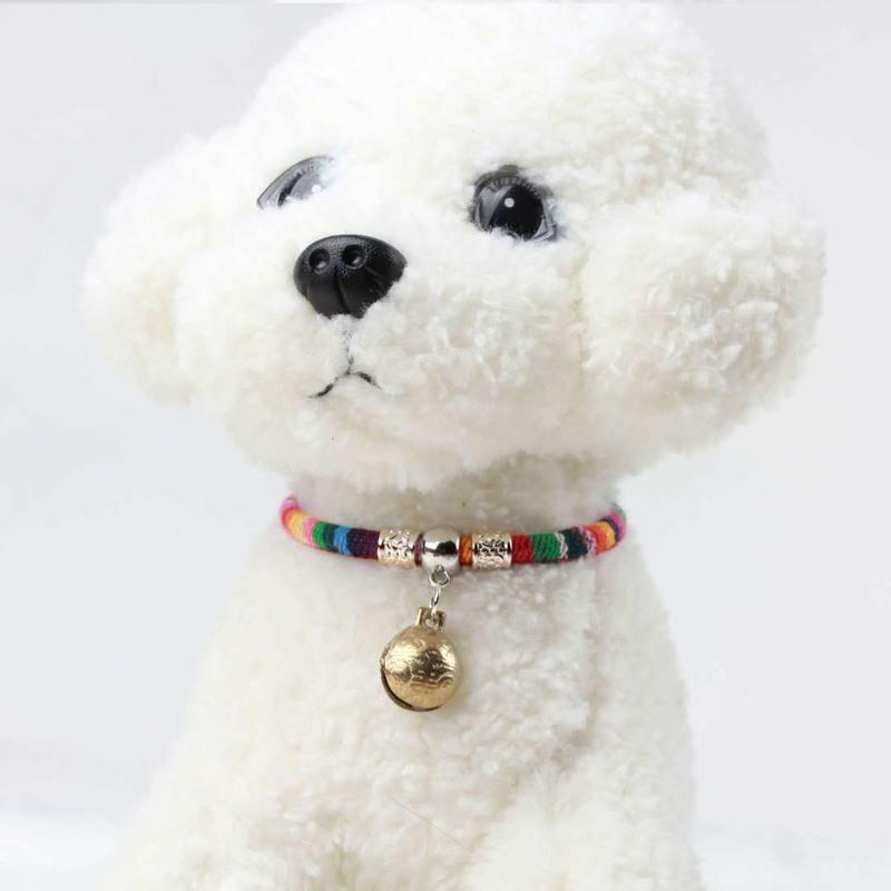 宠物狗狗猫咪项圈创意项圈铃铛民族风泰迪比熊项链小型犬猫咪脖圈七彩