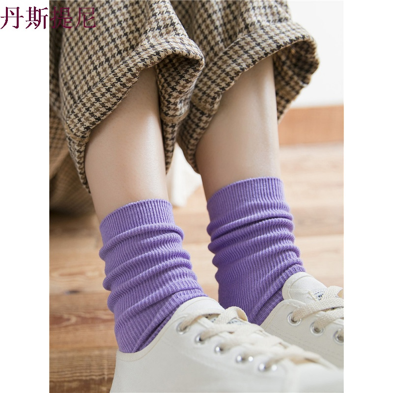 堆堆袜薄款女夏季袜子女棉中筒袜韩版百搭春秋学院风纯色长袜子潮