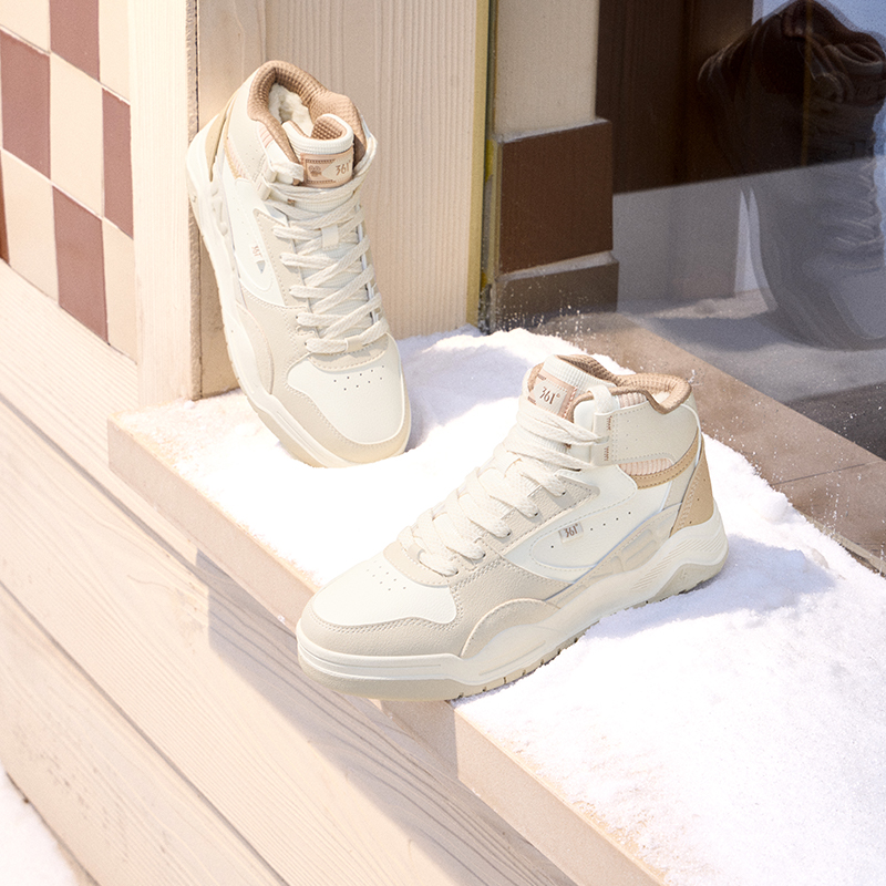 361°女鞋运动鞋冬季新款加绒鞋保暖休闲鞋子大棉鞋高帮板鞋女高清大图
