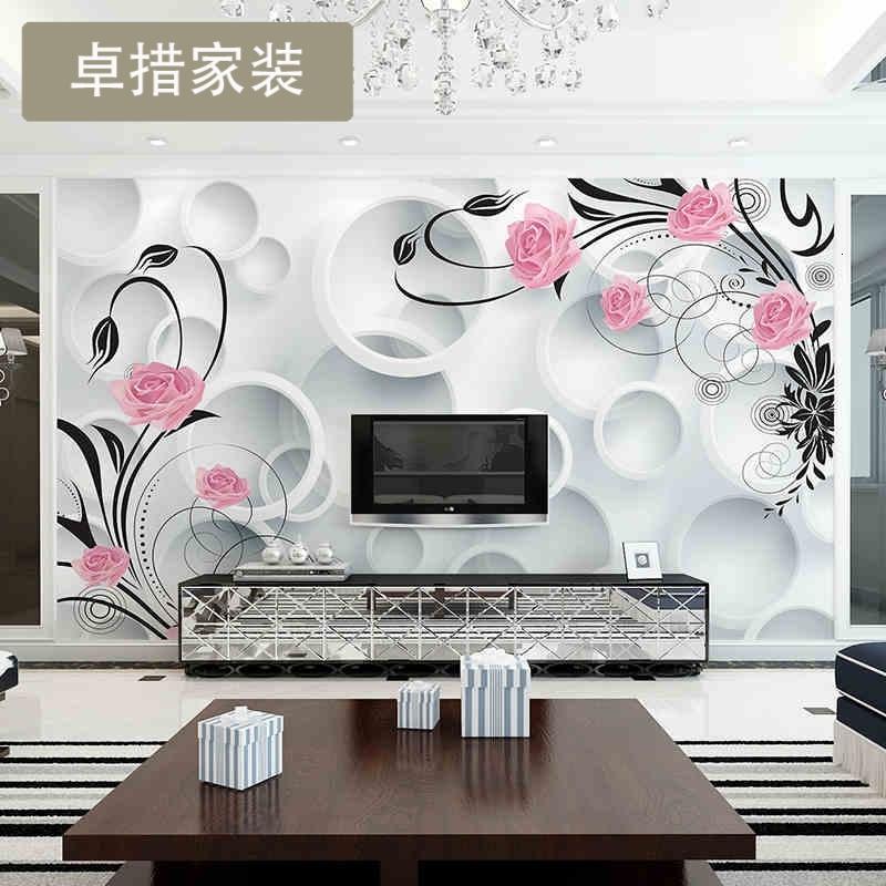 定制艺术电视背景墙纸壁纸3D无缝无纺布欧式客厅墙纸壁画温馨玫壹德壹