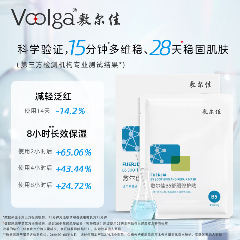 敷尔佳 补水保湿 B5舒缓修护贴 26g*5贴/盒高清大图