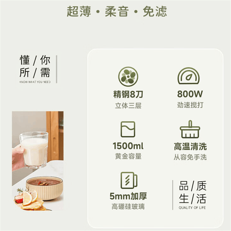 西屋(WESTINGHOUSE) WPB15J24 轻音破壁机1.5L豆浆机家庭用破壁机图片