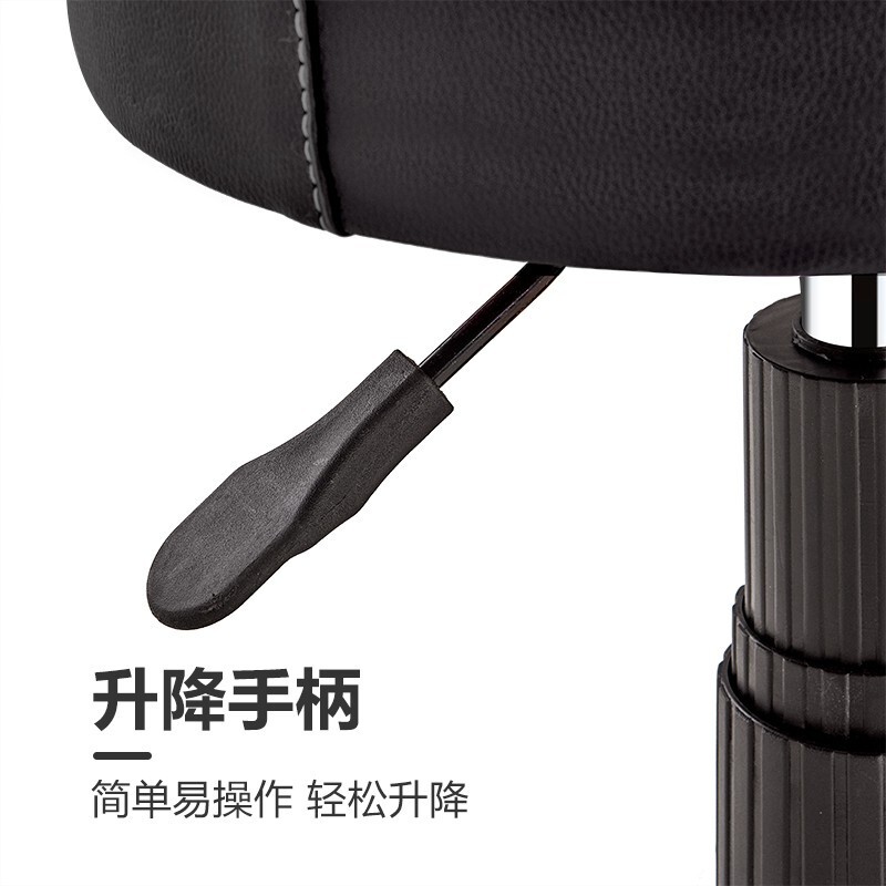 科野 吧台椅子 现代简约转椅酒吧台凳子椅子收银前台椅子吧椅可升降 [圆盘升级款]黑色矮款高清大图