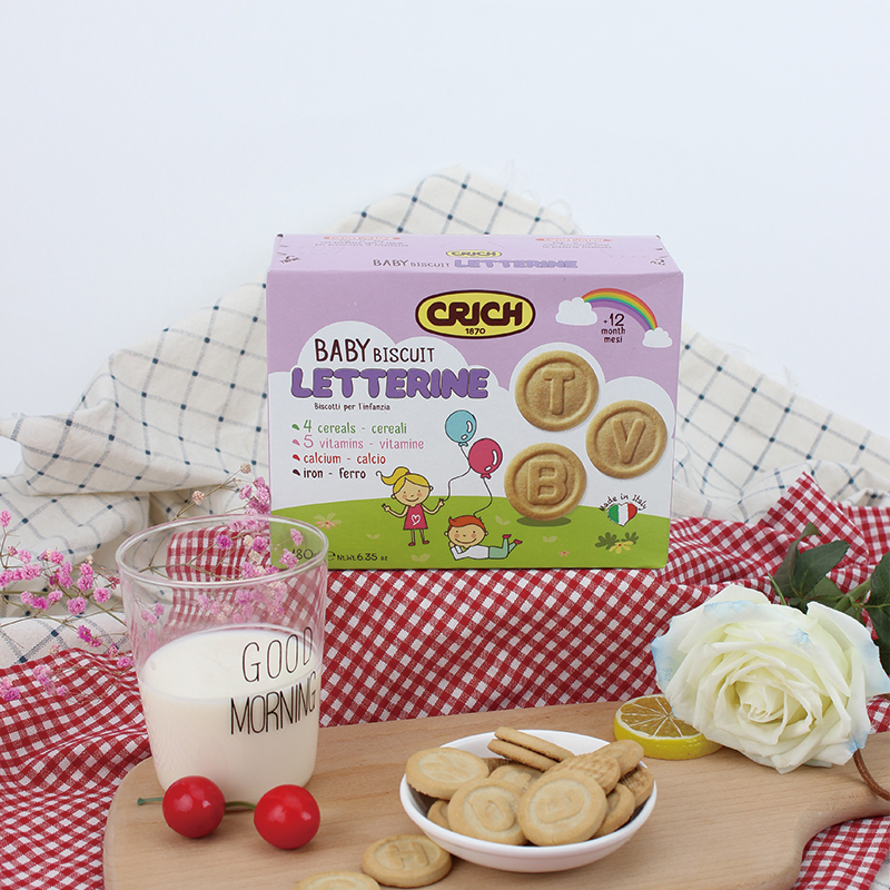 意大利原装进口 可意奇(CRICH)婴幼儿字母饼干 宝宝磨牙饼干 零食 动物字母饼干 无添加 180g