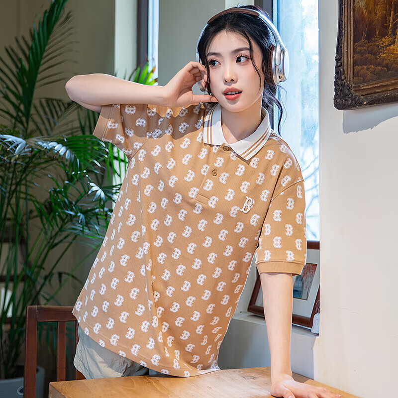 美职棒(MLB)休闲短袖男女装复古老花运动服翻领POLO衫宽松T恤潮 3APQM0443-43CAL