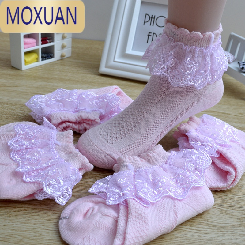 MOXUAN儿童花边袜女童夏季薄款春秋日系蕾丝公主白色舞蹈袜拉丁袜子