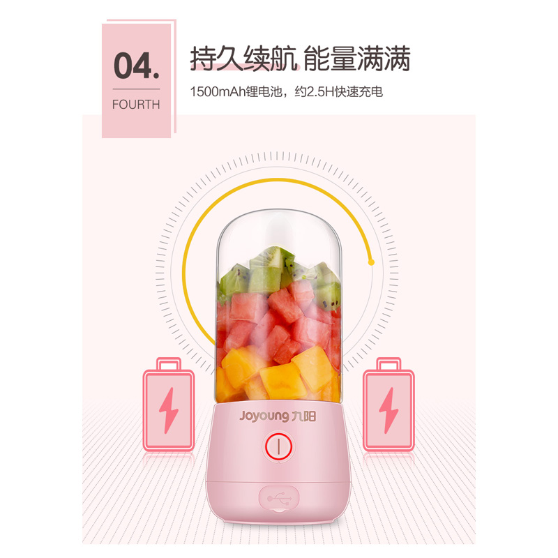 九阳(Joyoung) 榨汁机家用全自动果蔬汁机多功能便携充电式迷你果汁机L3-C8 白色高清大图