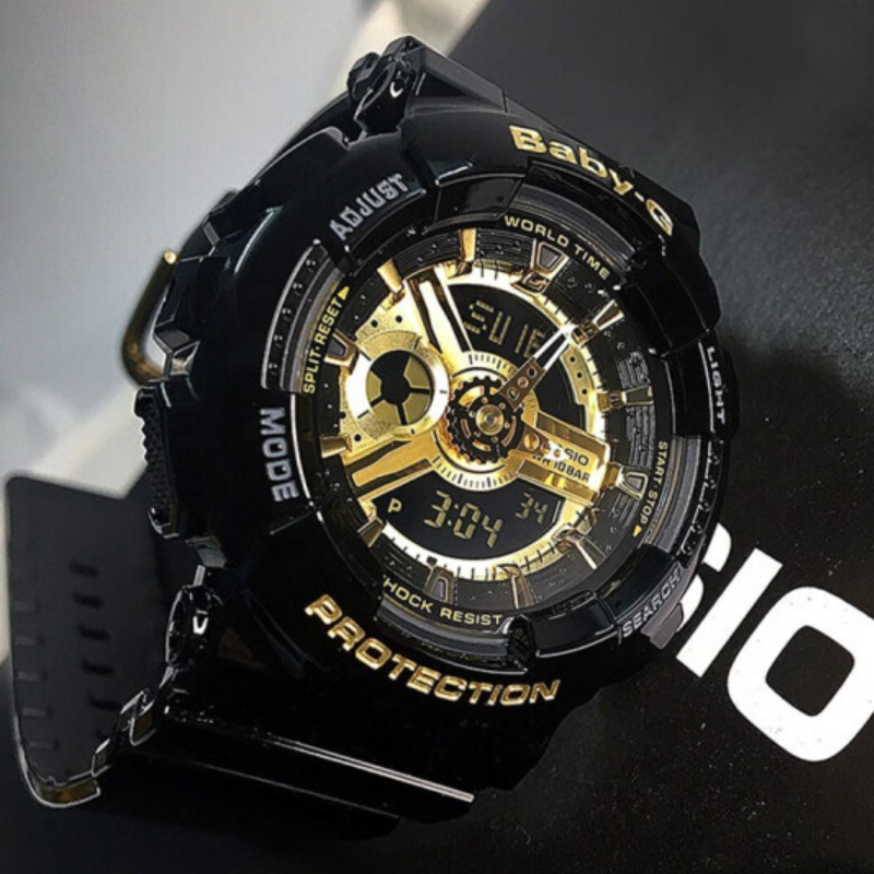 casio卡西欧casiobabyg女表经典潮流少女时代系列防水黑金手表