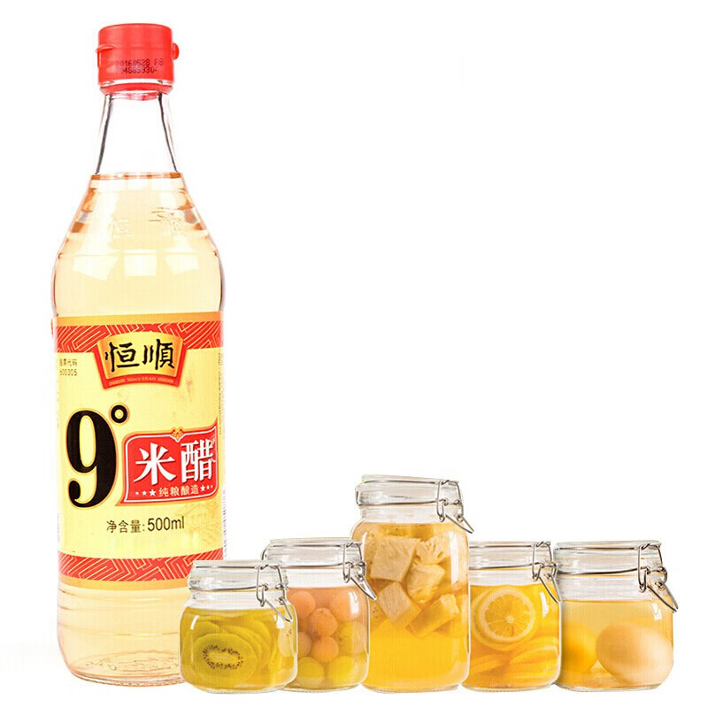 恒顺 9度白米醋 500ml/瓶 零添加剂 可泡醋蛋液蒜姜凉拌菜腌制小菜 3瓶高清大图