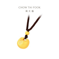 周大福福字胖福足金黄金吊坠(大中小版)配绳计价多款