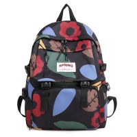 南极人背包女2021新款潮韩版原宿百搭书包可爱日系简约学生双肩包 黑色