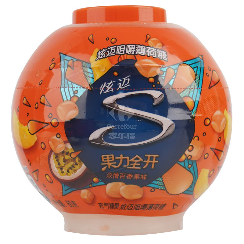 亿滋炫迈果力全开咀嚼薄荷糖浓情百香果味60g