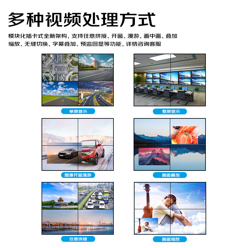 信特安HDMI拼接处理器矩阵切换器液晶拼接屏电视墙投影机多画面视频拼接控制器开两窗8进16出0816SF
