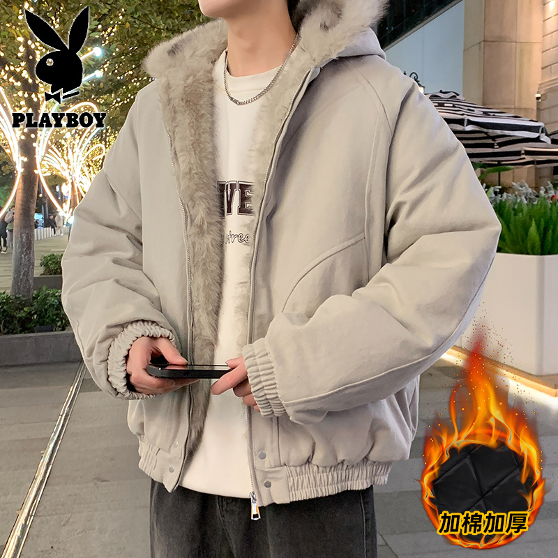 花花公子新款高品质秋冬加棉加厚棉衣男港风座山棉服_64高清大图