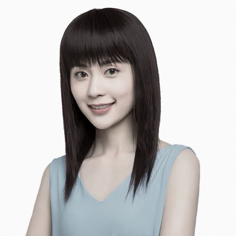 假发女长直发全头套长发逼真齐刘海中长发假发套中老年妈妈假头发自然