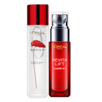 【保税现发】欧莱雅(L'OREAL)护肤套装 保湿补水光学嫩肤化妆品 六件套眼霜+精华油+日晚霜+积雪草水+精华乳