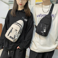 2024新款工装帆布胸包男士ins日系休闲学生小挎包少女手机小背包