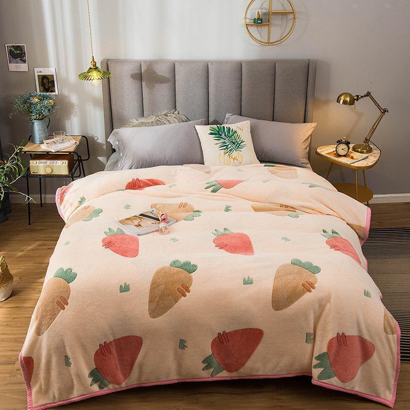 家柏饰(CORATED)雪花绒毛毯被子毯子亲肤舒适绒床单人毛巾被宿舍单人午睡毯 雪花绒毯-大萝卜 毛毯尺寸：200cm*230cm