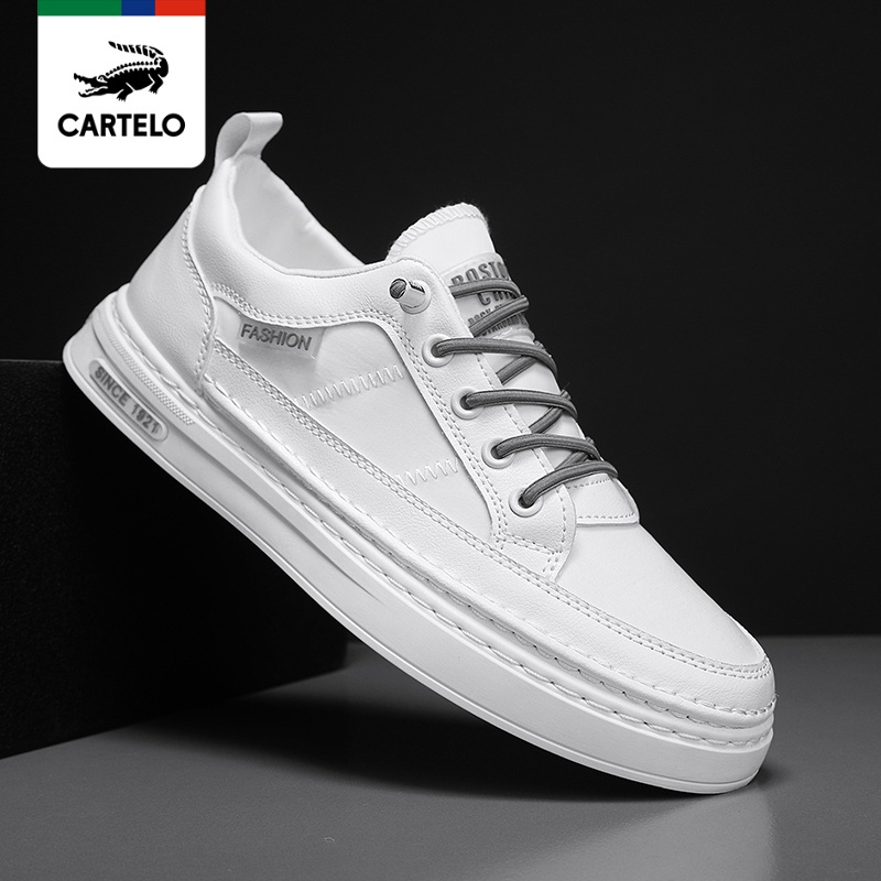 线下专柜同款卡帝乐鳄鱼cartelo新款潮流透气男士小白鞋板鞋休闲鞋男