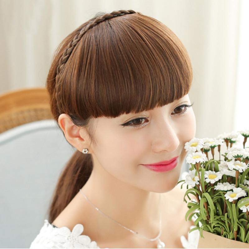 假刘海假发女逼真隐形辫子发箍头箍发卡齐刘海片假留流海假头帘