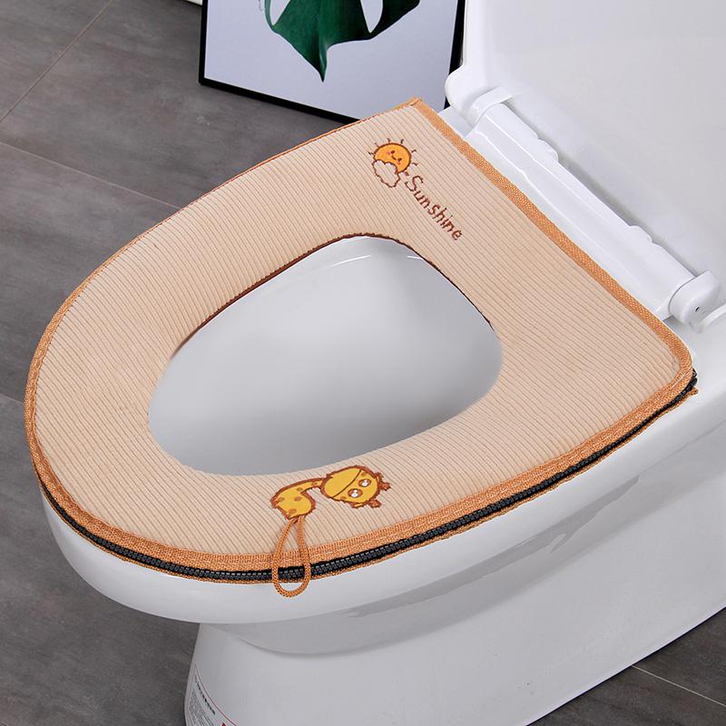 BONJEAN加厚毛绒马桶坐垫贴冬季家用防水马桶套拉链款通用坐便器垫圈高清大图