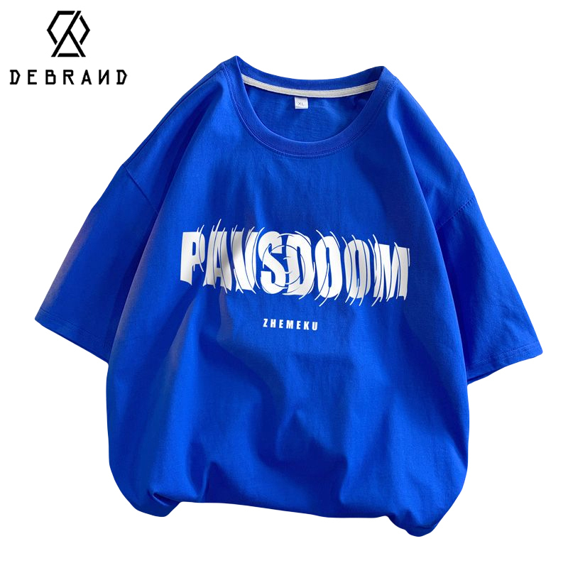 DEBRAND克莱因蓝重磅t恤短袖男oversize精梳棉半袖夏季ins潮流体恤